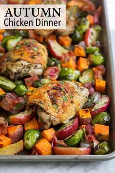 chicken and veggies in a baking dish