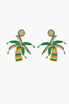 Beaded handmade earrings in palm shapes Cute Palm tree earrings with drop hanging Tops attachment with Jumring and Lock Handcrafted in Green, Orange, and Lime Green Colours Introducing our Palm Beach Earrings, a delightful homage to the tropical allure of palm trees swaying in the gentle ocean breeze.These handcrafted earrings feature intricate beadwork meticulously arranged in the shape of charming palm trees, evoking images of sunny days and sandy shores.Each earring boasts a playful drop hang Multicolor Beaded Earrings For Vacation, Tropical Green Summer Jewelry, Summer Tropical Green Jewelry, Tropical Green Jewelry For Summer, Green Tropical Style Summer Jewelry, Colorful Bead Drop Earrings For Vacation, Colorful Beads Drop Earrings For Vacation, Colorful Beaded Drop Earrings For Vacation, Handmade Green Beaded Earrings For Vacation