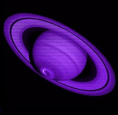 an image of the planet saturn taken from space in purple light with black back ground