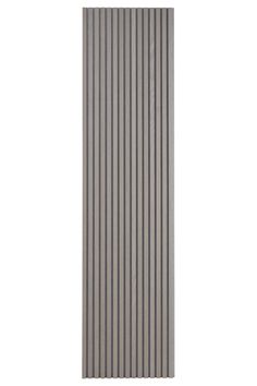 a gray and white striped wallpaper with vertical stripes on the bottom half of it