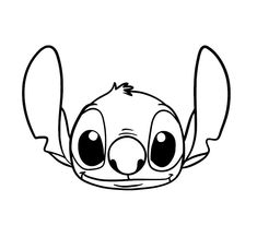 the face of a cartoon character with big eyes and large ears, drawn in black ink