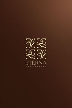 the logo for an art gallery is shown in gold and brown colors on a dark background