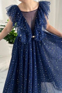 Dresses For Cocktail Party, Lavender Sky, Blue Tea, Ruffle Midi Dress, Look Beautiful, Tea Length, Sheer Fabric, Sheer Fabrics, Birthday Outfit