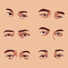 the different types of eyes and eyebrows are shown in this image, with each individual's eye looking up