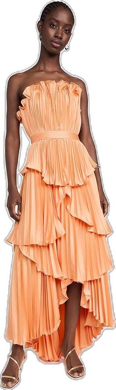 Elegant Pleated Strapless Summer Dress, Formal Ruffled Strapless Spring Dress, Formal Spring Strapless Ruffle Dress, Formal Spring Strapless Dress With Ruffles, Spring Formal Strapless Dress With Ruffles, Spring Strapless Ruffled Dress For Formal Occasions, Spring Pleated Midi Strapless Dress, Elegant Tiered Strapless Dress, Summer Cocktail Strapless Pleated Dress