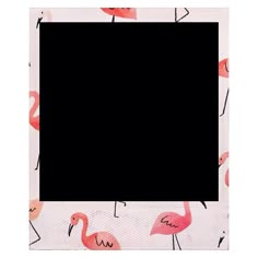 a pink flamingos pattern with black square in the middle