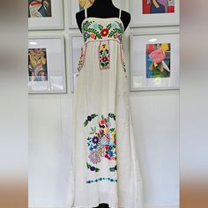 Shop ctindog's closet or find the perfect look from millions of stylists. Fast shipping and buyer protection. gorgeous Summer/beach maxi dress one size Embroidered Sleeveless Sundress For Beach, Tropical Style Cotton Beach Dress, Tropical Cotton Beach Dresses, Casual Floral Embroidered Maxi Dress For Beach, Casual Embroidered Maxi Dress For Vacation, Summer Beach Embroidered Sundress, Summer Sundress With Floral Embroidery For Beach, Summer Vacation Embroidered Maxi Dress, Embroidered Maxi Dress For Summer Vacation