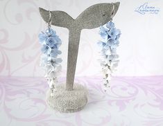 Light blue bridal earrings Blue flower earrings Light blue earrings Blue white earrings gift Blue long earrings Light blue wedding earrings Blue Wedding Earrings, Light Blue Ombre, Blue Earrings Wedding, Light Blue Earrings, Blue Bridal Earrings, Blue And White Earrings, Blue Flower Earrings, Ombre Earrings, Romantic Earrings