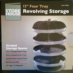 an advertisement for the store showing its new revolving storage system, which is available in multiple sizes and colors