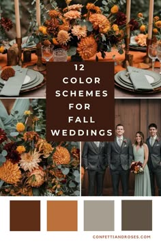 the color scheme for fall wedding is orange and brown