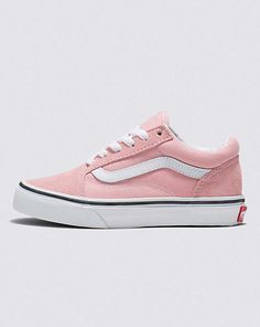 Vans | Kids Old Skool Powder Pink/True White Shoes Pink Vans Shoes, Van Shoes, Street Skater, Vans Pink, Music And Fashion, Pink Vans, Made For Kids, Vans Kids, Van Doren