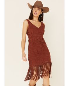 Idyllwind Women's Chilli Havana Nights Crochet Fringe Dress | Boot Barn Bohemian Fall Dresses, Cowgirl Dresses With Boots, Crochet Home Decor Ideas, Country Western Dresses, Fringe Clothing, Dresses With Cowboy Boots, Accessories Crochet, Cowgirl Dresses, Barbie Crochet