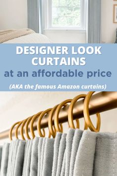 an image of clothes hanging on a rack with the title designer look curtains at an affordable price