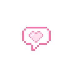 a pixelated heart in the middle of a speech bubble