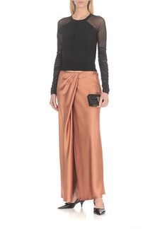 100% Polyester Silk Long Skirt For Fall, Silk Lined Skirt For Fall, Silk Draped Skirt For Formal Occasions, Chic Asymmetrical Draped Skirt For Evening, Chic Silk Skirt For Fall, Chic Silk Evening Skirt, Fall Silk Skirt Bottoms, Chic Silk Draped Midi Skirt, Chic Asymmetrical Draped Skirt For Formal Occasions