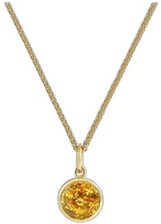 Gold Round Gemstones For Anniversary, Yellow Gold Birthstone Gemstone, Round Gold Gemstones Fine Jewelry, Yellow Gold Birthstone Gemstones, Round Shape, Classic Round Gold Gemstones, Gold Gemstones Birthstone, Gold Round Birthstone Jewelry, Gold Birthstone Necklace With Round Pendant, Yellow Sapphire Oval Birthstone Jewelry