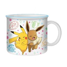 a pokemon mug with two pikachu on it