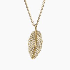 Jane Goodall Pavé Leaf Lab Diamond Pendant Necklace - 14K Yellow Gold. Inspired by the legendary Dr. Jane Goodall, this limited edition necklace celebrates the beauty of Tanzania. Drawing from the lush banana leaf, it is crafted from recycled gold and lab diamonds grown from carbon before its released into the atmosphere (1/3 total carat weight). Groundbreaking innovation is combined with exemplary design for this industry-leading collection. 

 For every purchase of The Jane Goodall Collection, Yellow Gold Leaf-shaped Formal Jewelry, Formal Yellow Gold Leaf-shaped Jewelry, Formal Yellow Gold Leaf Jewelry, 14k Yellow Gold Leaf-shaped Jewelry, Ring Style Guide, Tacori Engagement Rings, Jane Goodall, Trending Engagement Rings, Heart Engagement Rings