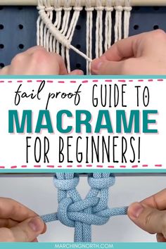 two hands holding a macrame with the text fail proof guide to macrame for beginners