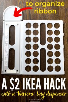 a white plastic box with holes in it and the words $ 2 ikea hack