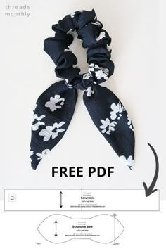 an image of a black and white flowered scrunffle with the text free pattern