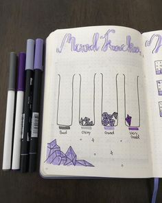 Journal Mood Tracker Ideas, Bullet Journal Period Tracker, Bullet Journal Meal Plan, Mood Tracker Ideas, Bullet Journal Tracking, Bullet Journal Mood Tracker, Journal Mood Tracker, Journal Guide, Studie Hacks