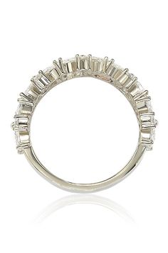 Bring the perfect amount of sparkles on your hand by wearing this beautifully designed multi-cut cubic zirconia 3/4 eternity ring. Different, but so perfectly matched together, these different cuts will create that wow effect that your usual black dress can't do on it's own. The stones are set up in sterling silver and are smartly placed on 3/4 of the ring for the ultimate comfort fit and to assure that the ring doesn't move around.