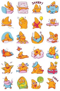 cartoon character stickers with different expressions