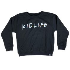 Oversized K-I-D-L-I-F-E, crew neck sweatshirt Inspired from your favorite tv show! The one where they get cozy af. Matching M-O-M-L-I-F-E sweatshirt available too! Pop Culture Letter Print Crew Neck Hoodie, Pop Culture Crew Neck Sweatshirt For Winter, Winter Crew Neck Pop Culture Sweatshirt, Winter Crew Neck Sweatshirt In Pop Culture Style, Pop Culture Crew Neck Sweatshirt With Letter Print, Winter Crew Neck Sweatshirt With Pop Culture Style, Cotton Pop Culture Crew Neck Sweatshirt, Cotton Crew Neck Sweatshirt In Pop Culture Style, Pop Culture Crew Neck Sweatshirt With Screen Print