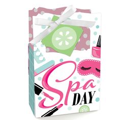 a gift bag with the words spa day on it