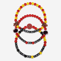 Game of Thrones™ House Lannister 3 Pack Beaded Friendship Bracelet FOCO - FOCO.com Matching Friendship Bracelets, Bead Bra, Cool Friendship Bracelets, House Lannister, Friendship Bracelets With Beads, Fan Fashion, Bracelet Display, Beads Bracelet Design, Our Friendship