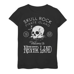 She'll love showing off her style with this Disney's Peter Pan girls' Skull Rock Vintage Graphic Tee. © Disney  Crewneck Short sleevesFABRIC & CARE Cotton Machine wash Imported She'll love showing off her style with this Disney's Peter Pan girls' Skull Rock Vintage Graphic Tee. © Disney  Disney  She'll love showing off her style with this Disney's Peter Pan girls' Skull Rock Vintage Graphic Tee. © Disney Size: Medium. Color: Black. Gender: female. Age Group: kids. Grunge Graphic Tees, Wendy Tinkerbell, Skull Rock, Pirate Island, Disney Crewneck, Disney Logo, Disney Shorts, The Lost Boys, Rock Vintage