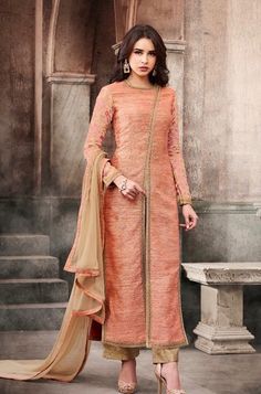 #peach #colour #kurti #georgettesuits | peach colour chiffon kurti | chikku colour dupatta | fancy wear | Indian Designer Dresses Party Wear, Long Frocks Indian Designer Dresses, Long Frocks Indian, Suits Design Latest, Indian Designer Dresses, Party Wear Salwar Kameez, Designer Suits Online, Celana Fashion, Peach Art