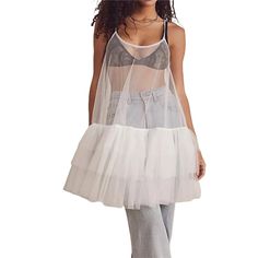 Shipping: Worldwide Express Shipping AvailableDelivery time: 7-15Days Fast ShippingReturns: Fast refund, 100% Money Back Guarantee. Ruffle Tulle Top, Tulle Tops, Party Clothes, Mini Slip, Club Parties, Mini Slip Dress, Tulle Fabric, Club Party, White Style