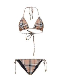 Women's Burberry Vintage Check Two-piece Bikini Set - White - Bikinis 74% Polyamide, 26% Elastane, Lining: 73% Polyamide, 27% Elastane. Made in Portugal. Burberry Swimwear, White Wedding Veil, Black Minimal, Burberry Classic, Burberry Vintage, Burberry Women, Beachwear For Women, Wedding Veil, Kate Moss