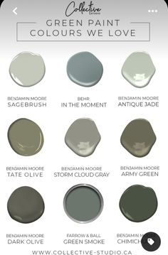 the different shades of paint that are used in this painting project, including green and gray