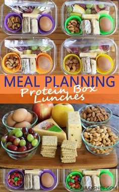 the meal planning box lunches are organized and ready to be eaten