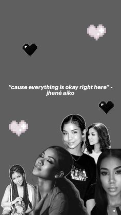 some girls are in front of a black and white background with the words cause everything is okay