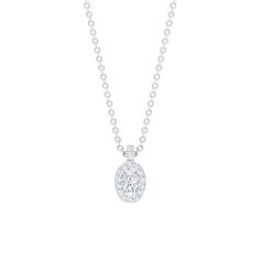 Oval Cut Real Diamond Halo Pendant - Rosec Jewels