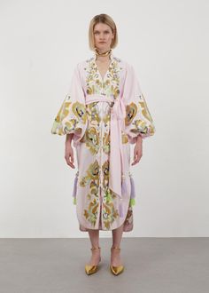 EXSTASY – Yuliya Magdych Spring Embroidered Dress With Woven Motifs, Spring Pink Embroidered Kaftan, Spring Embroidered Pink Kaftan, Multicolor Kaftan With Floral Embroidery And Kimono Sleeves, Pink Chikankari Embroidery Kaftan For Spring, Traditional Multicolor Spring Kaftan, Spring Pink Kaftan With Chikankari Embroidery, Traditional Spring Kaftan With Resham Embroidery, Spring Folk Style Kaftan With Geometric Embroidery