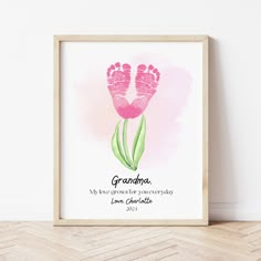 Grandma Keepsake Gifts | My Love For You Grows Everyday | Ollie + Hank Diy Grandma Gifts From Kids, Lily Craft, Baby Canvas Art, Baby Footprint Crafts, Hand Print Tree, Baby Art Crafts, Baby Footprint Art, Grandma Crafts, Grandparents Day Crafts