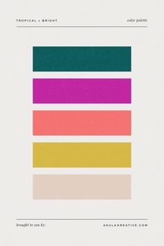 the color scheme for tropical bright is shown in pink, green, yellow and orange