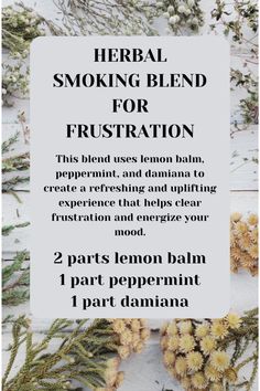 Clear frustration and energize your mood with this refreshing herbal smoking blend! 🍋🌿 Using lemon balm, peppermint, and damiana, this natural mix provides a calming yet uplifting experience perfect for moments when you need a reset. Try it today and feel the difference! #HerbalRemedies #SmokingBlend #HerbalHealing #NaturalWellness #Peppermint #LemonBalm #Damiana Herbal smoking blend, lemon balm smoking blend, peppermint smoking blend, damiana smoking blend Learn A Skill, Book Journaling