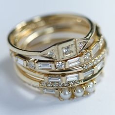 Baguette Half Eternity Ring, Jennie Kwon Luxury Baguette Cut Half Eternity Stackable Rings, Elegant Stacked Rings For Wedding, Elegant Stacked Wedding Rings, Baguette Cut Diamond Stackable Rings, Baguette Cut Diamond Accent Stackable Rings, Luxury 14k Gold Stackable Rings With Baguette Cut, Elegant Wedding Stackable Rings With Baguette Diamonds, Jewelry Redesign, Baguette Diamond Wedding Band