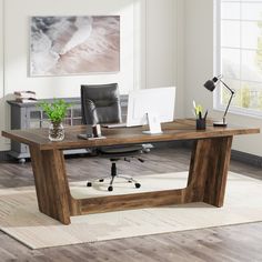 70.8 - Inch Executive Desk Cozy Workstation, Conference Table Ideas, Mans Home Office, Modern Retro Office, Home Office Wood Desk, Unique Office Desk, Unique Office Desks, Rooms Simple, Wood Executive Desk