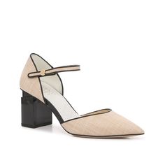 Franco Sarto-Lilah Pump The Lilah pumps from Franco Sarto are a sleek and stylish option that pairs perfectly with professional pieces. Enjoy must-have details like a pointed toe, a sturdy block heel, and a open silhouette. Wrapped Heel Block Heels For Workwear, Chic Closed Toe Block Heels With Contrasting Heel, Beige Block Heels With Sculpted Heel For Work, Modern Beige Heels With Stacked Heel, Beige Block Heels For Work, Beige Almond Toe Block Heels For Work, Chic Stacked Heel Shoes For Work, Beige Heels With Sculpted Heel For Office, Chic Beige Block Heel Court Shoes