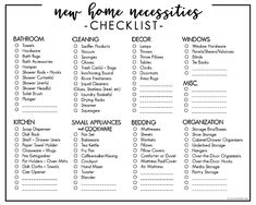 a printable checklist with the words,'my home necessities - checklist '