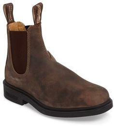 Blundstone Footwear Chelsea Boot Rugged Outdoor Chelsea Slip-on Boots, Waterproof Slip-on Chelsea Boots For Outdoor, Blundstone 585 Rustic Brown, Brown Slip-on Chelsea Boots With Rubber Sole, Blundstone Shoes, Rugged Leather Slip-on Chelsea Boots, Chelsea Boots Style, Mens Dress Hats, Chelsea Boot Women