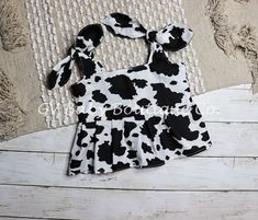 Black and White Cow Print Ruffle Tank Top Girls Baby - Etsy Cow Print Birthday Outfit, Spring Cotton Cow Print Top, Cow Print Tank Top, Cow Print Crop Top, Black And White Cow Print, Cow Print Dress Toddler, White Cow Print, Cow Birthday Parties, Black And White Cow