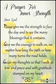 a prayer for inner strength with yellow flowers